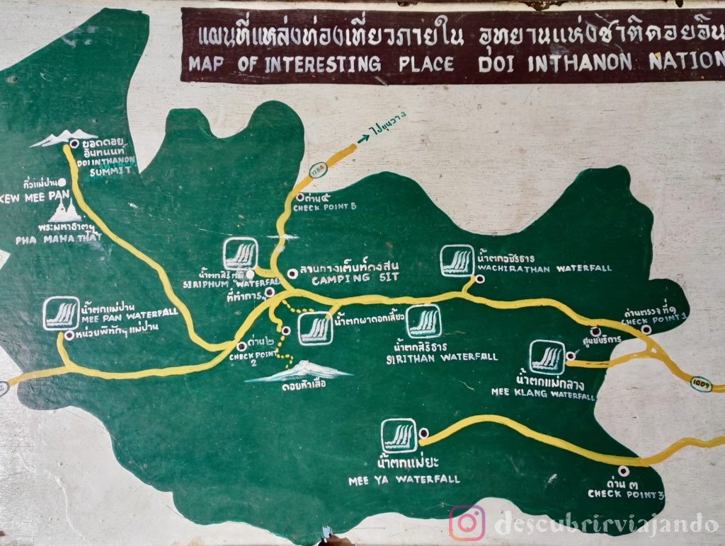 Mapa Doi Inthanon, Doi Inthanon map