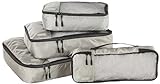 Amazon Basics - Bolsas Cremallera de equipaje Pequeña, Mediana, Grande y Alargada, 4 unidades, Gris