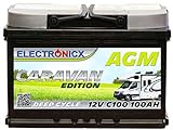 Batería AGM 12v 100Ah Electronicx Caravan Edition, acumulador solar, Suministro batería Caravana Camper Gel